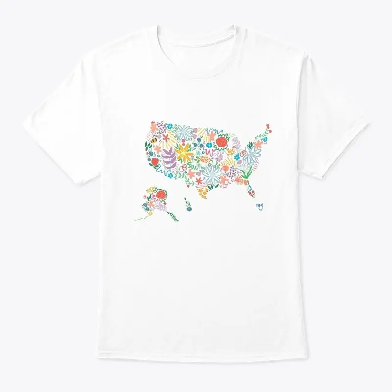 Floral USA Map 